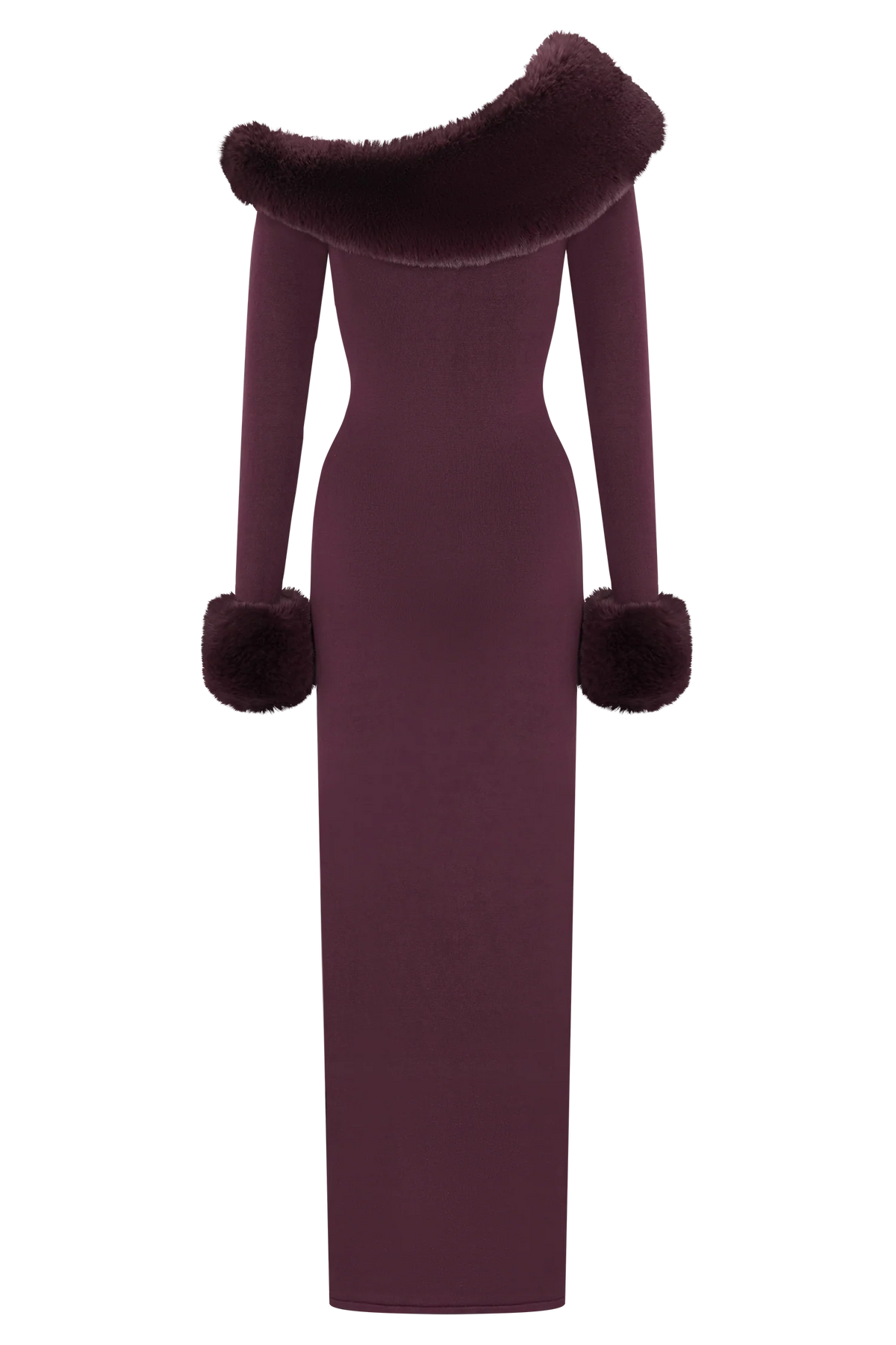 Karleigh Faux Fur Knit Maxi Dress - Plum