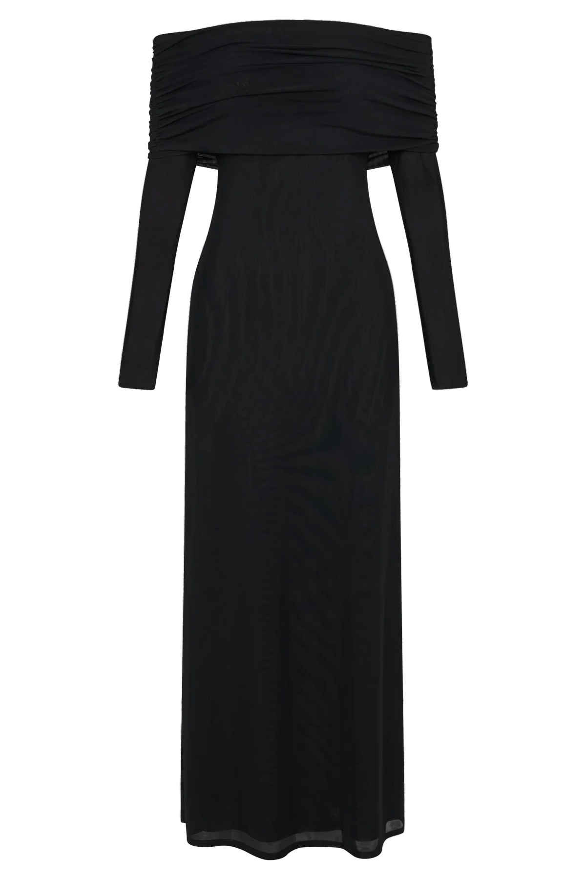 Josie Off Shoulder Mesh Maxi Dress - Black