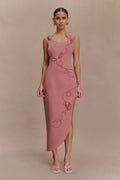 Virginia Suiting Embroidered Midi Dress - Burnt Rose