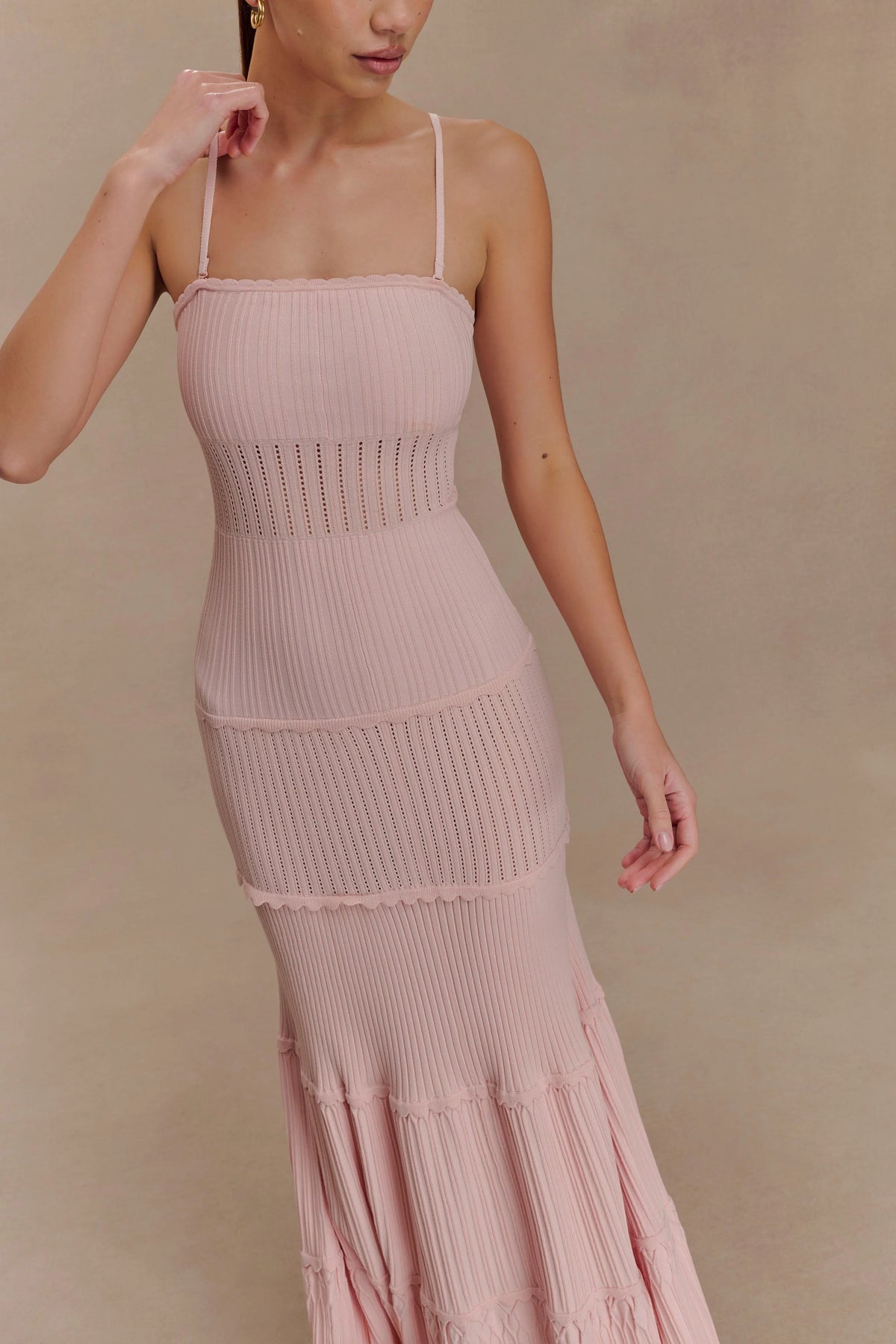 Finley Pointelle Knit Maxi Dress - Baby Pink