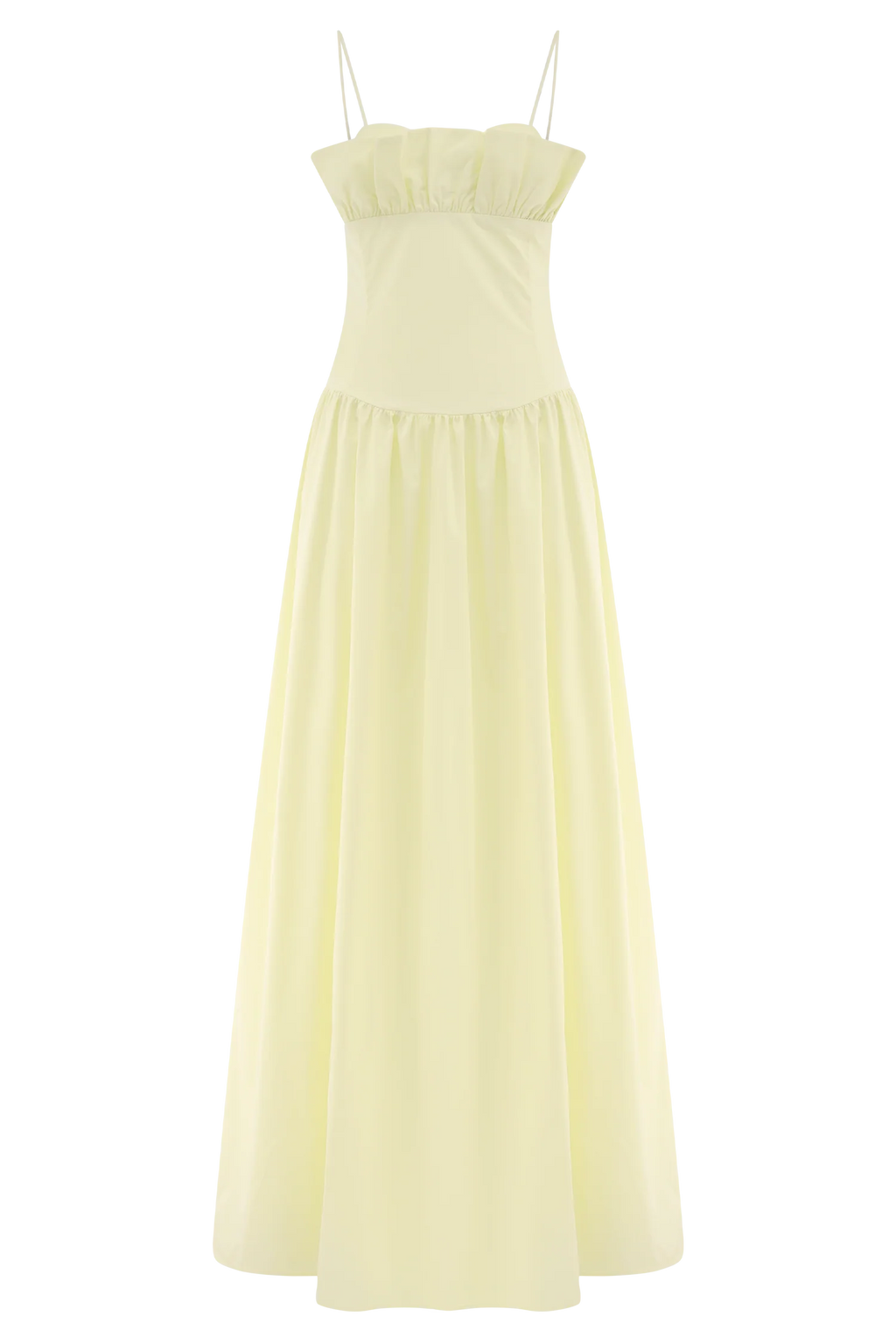 Janis Cotton Frill Maxi Dress - Lemon