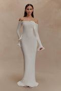 Sandrine Off Shoulder Knit Maxi Dress - White
