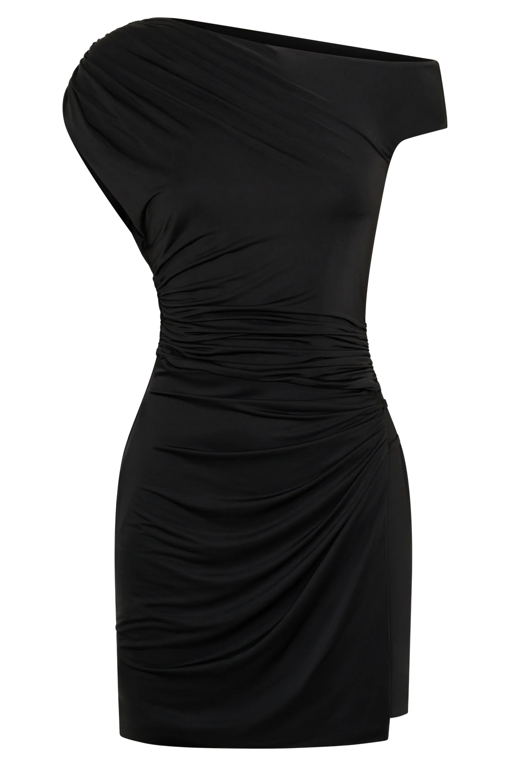 Alyn Off Shoulder Draped Mini Dress - Black