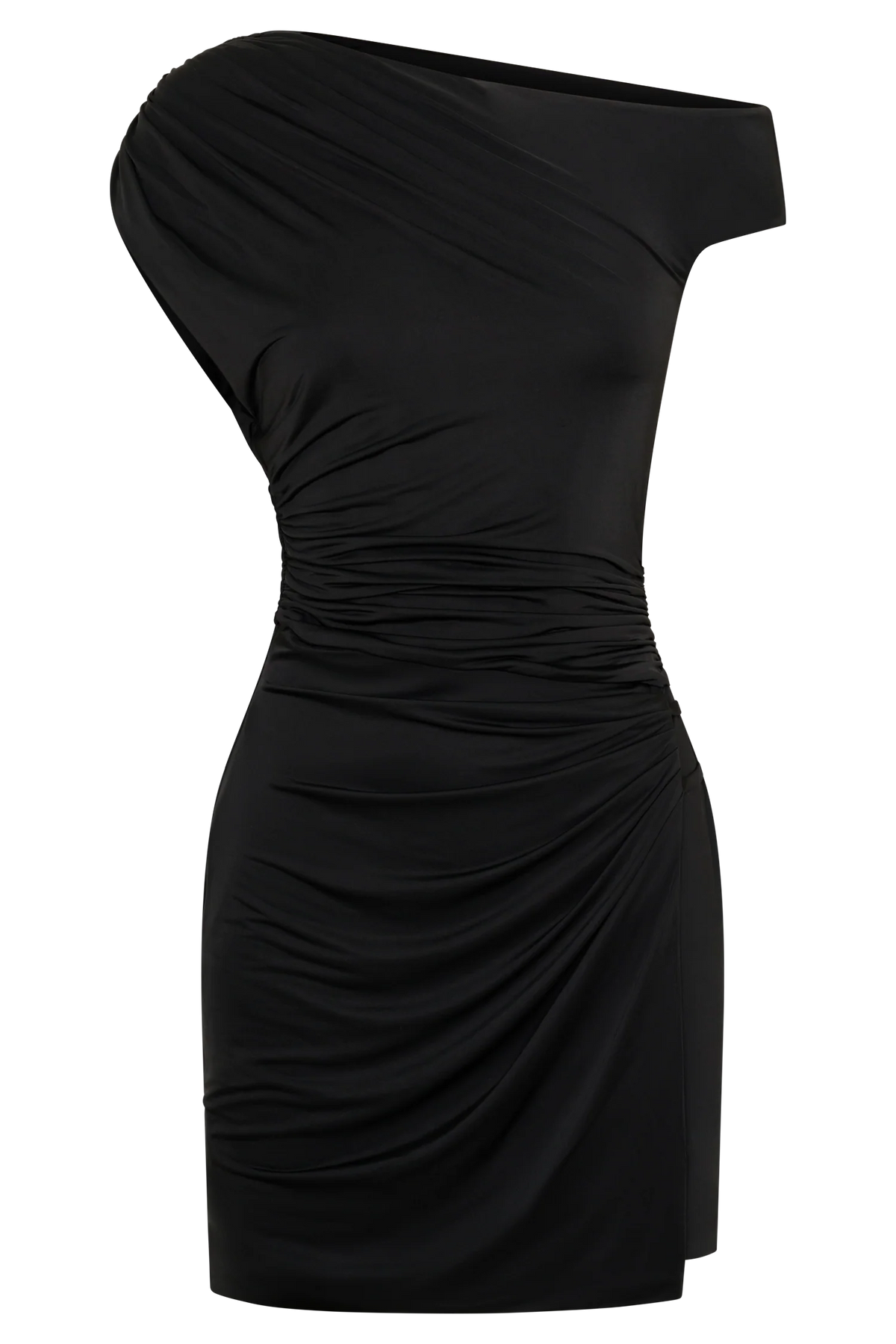 Alyn Off Shoulder Draped Mini Dress - Black