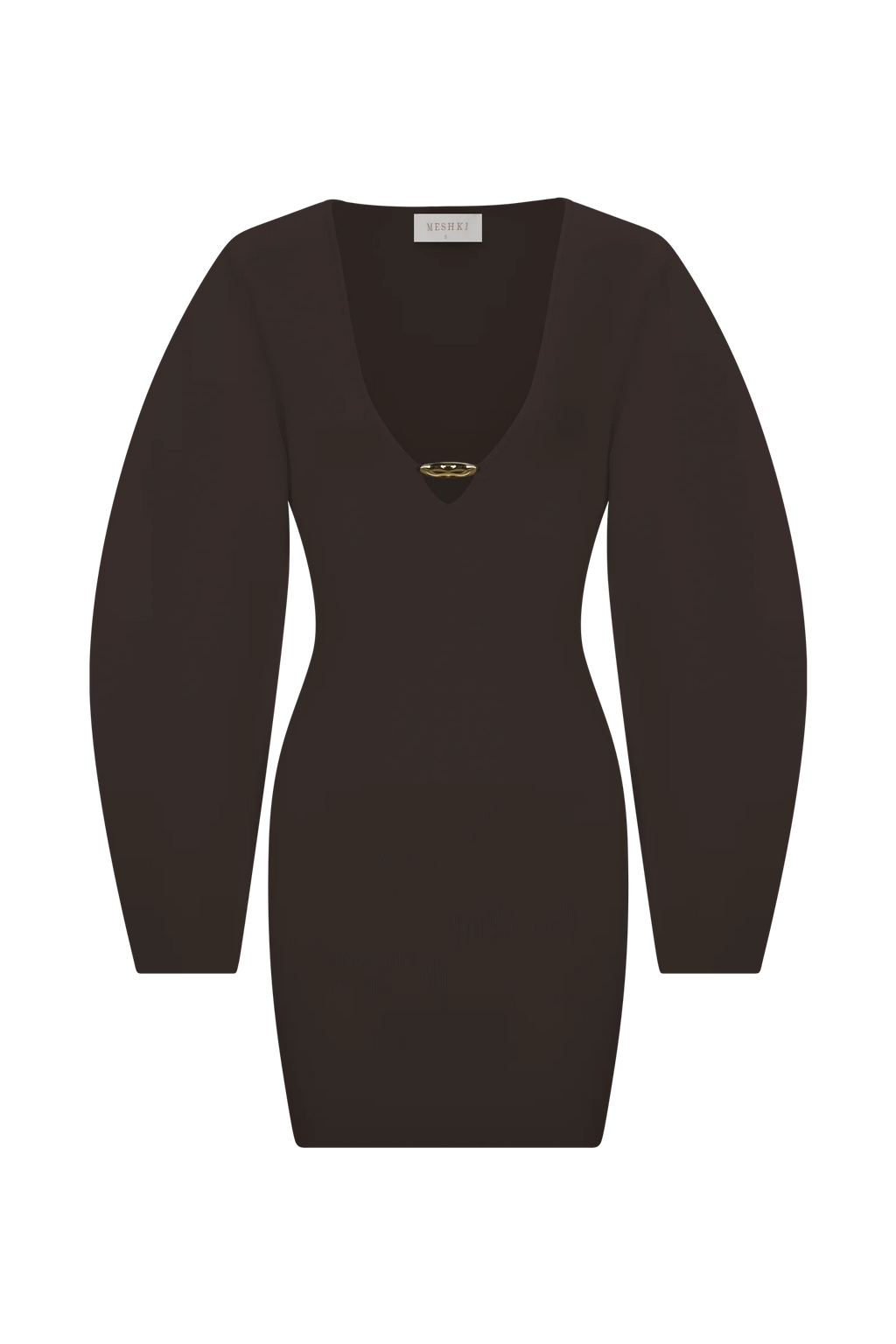 Billy Balloon Sleeve Knit Mini Dress - Dark Chocolate