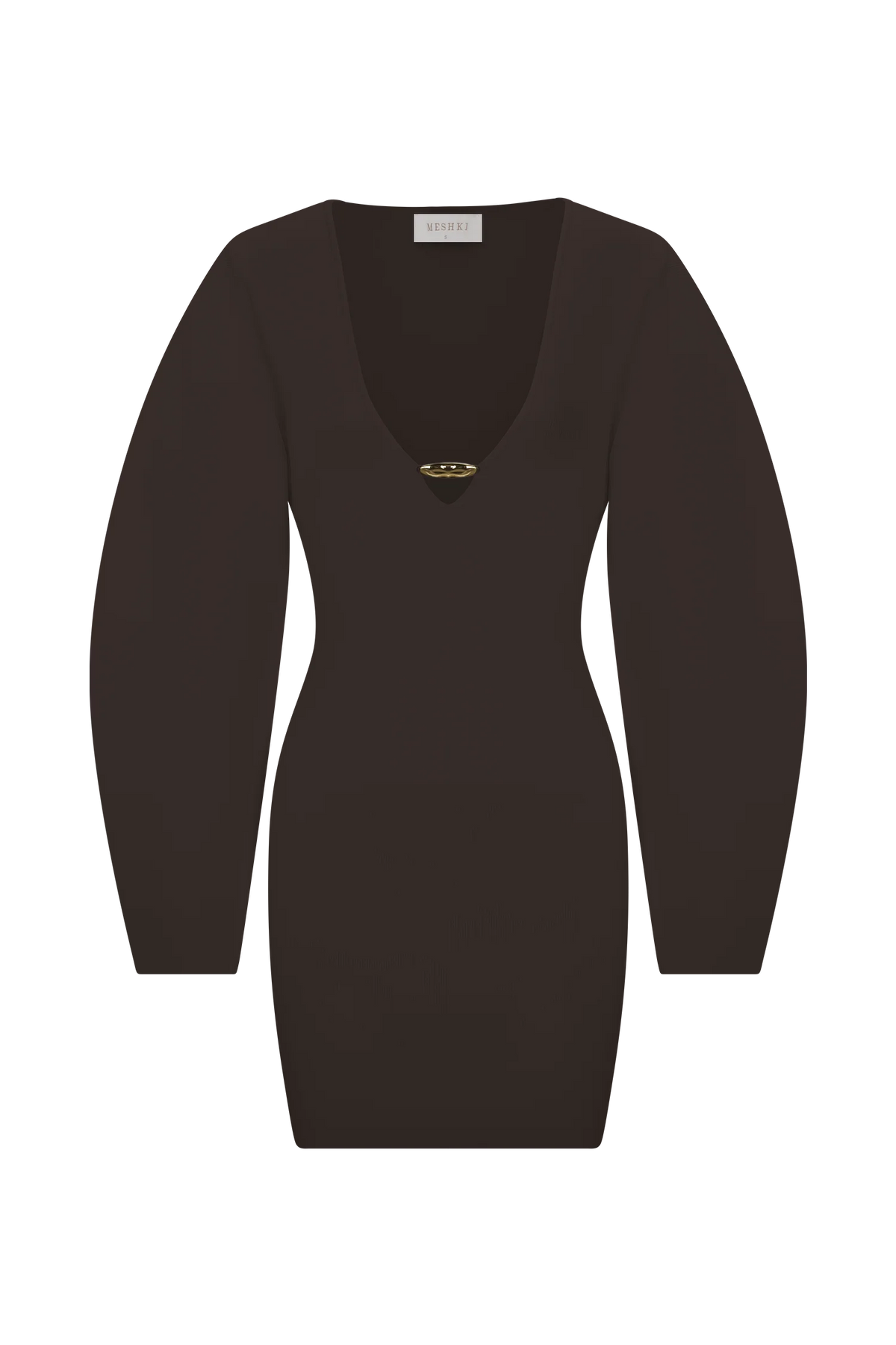 Billy Balloon Sleeve Knit Mini Dress - Dark Chocolate