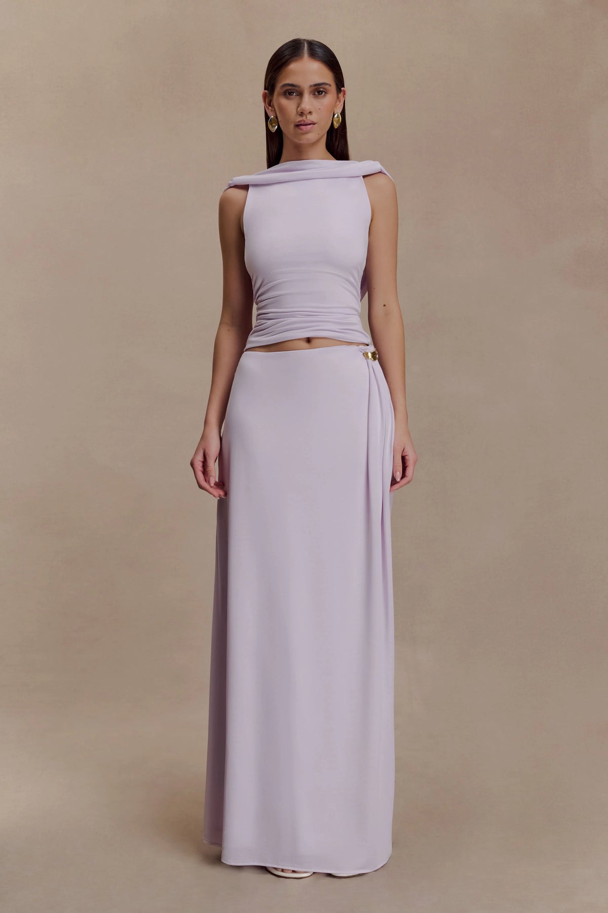 Bridget Slinky Cowl Back Top - Dusty Lilac
