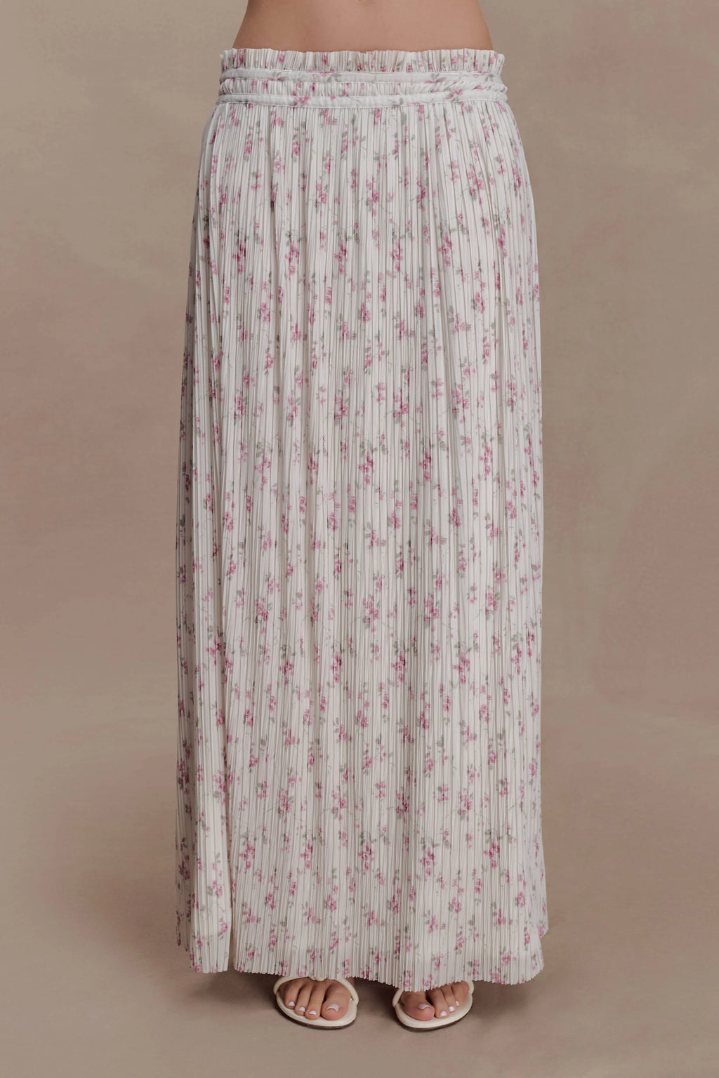 Amaris Gathered Plisse Maxi Skirt - Floral Ditsy Print