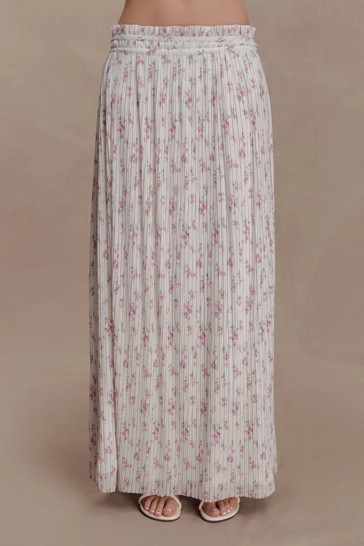 Amaris Gathered Plisse Maxi Skirt - Floral Ditsy Print