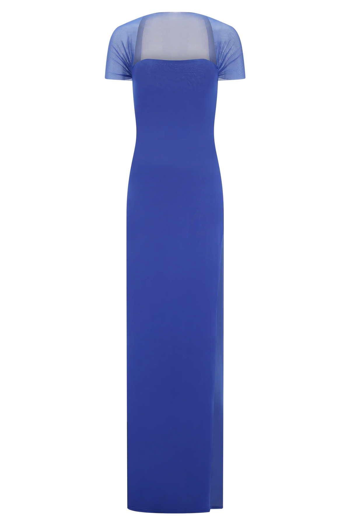Wyatt Slinky And Mesh Maxi Dress - Cobalt Blue