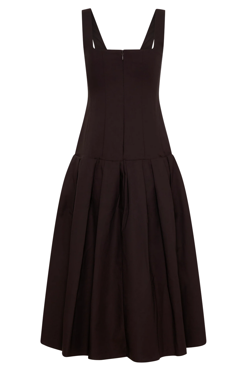 Natascha Drop Waist Cotton Midi Dress - Chocolate