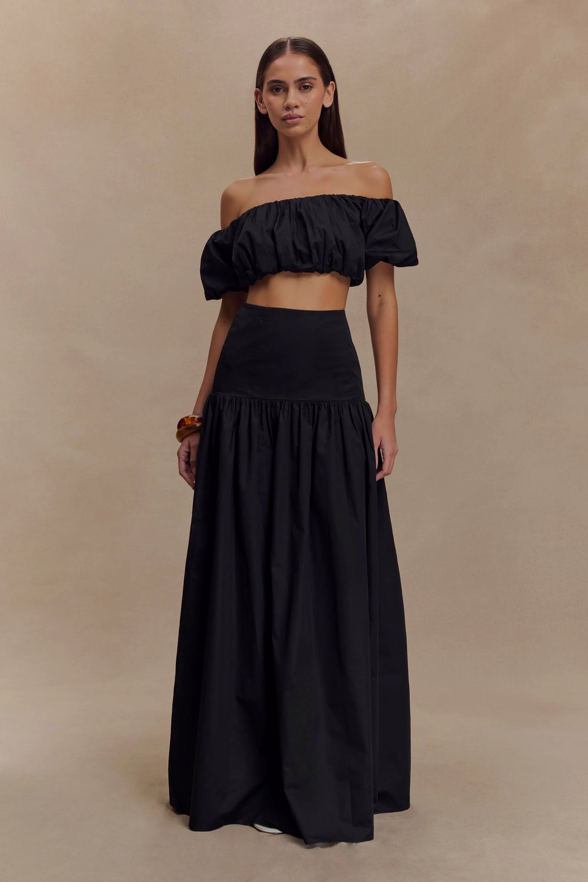 Autumn Off Shoulder Bubble Top - Black