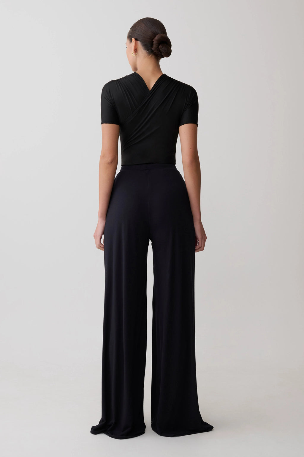 Junie Shortsleeve Cross-Over Bodysuit - Black