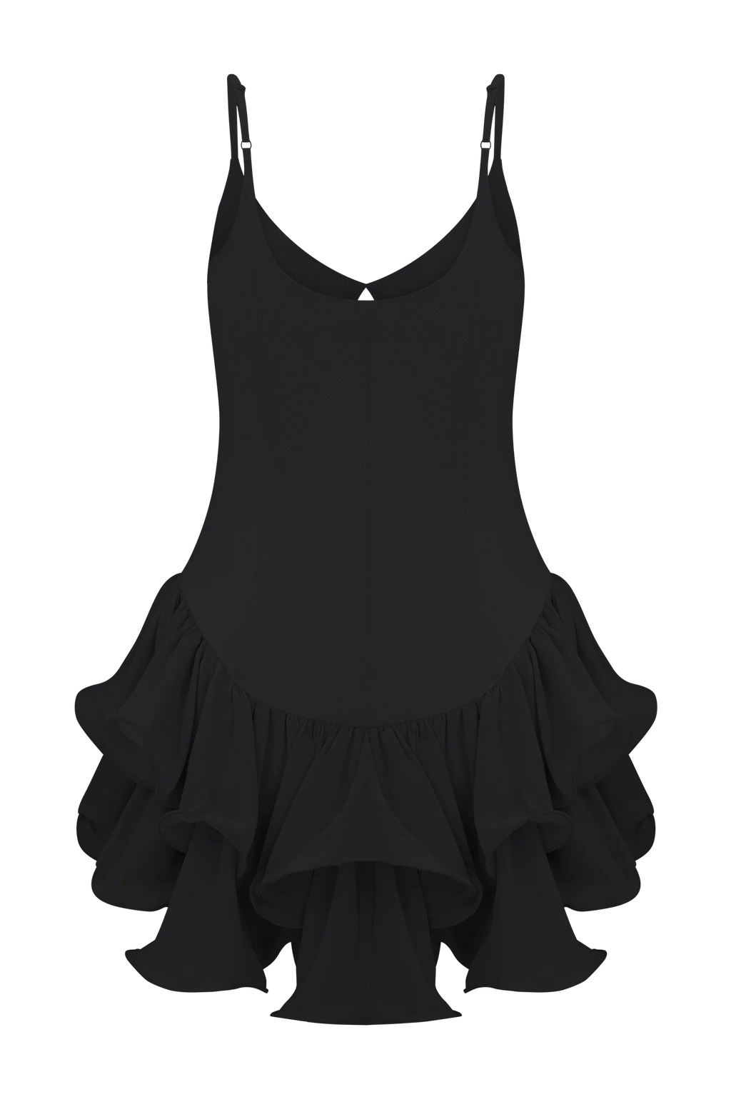 Calantha Ruffle Mesh Mini Dress - Black