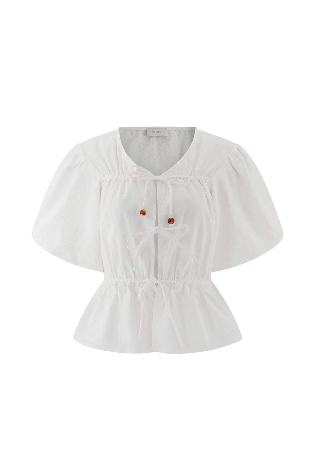 Emilie Puff Sleeve Cotton Top - White