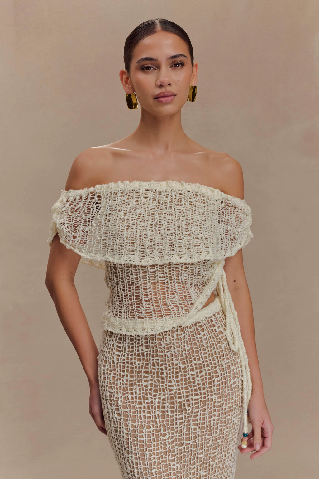 Cordelia Off Shoulder Knit Top - Ivory