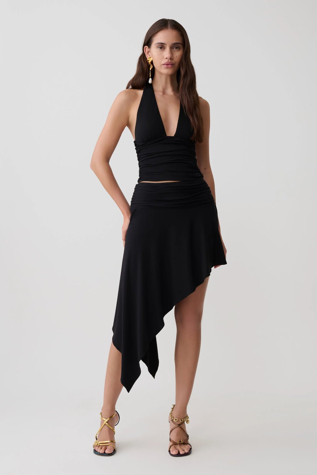 Talise Modal Hankie Midi Skirt - Black