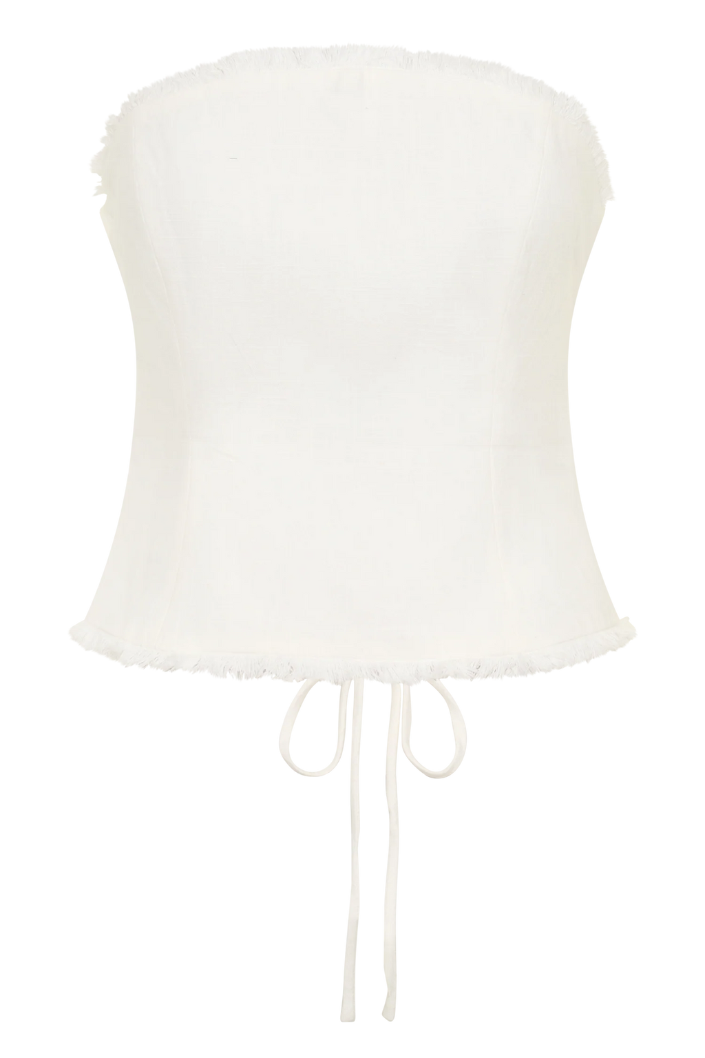Annie Strapless Tie Back Linen Top - White