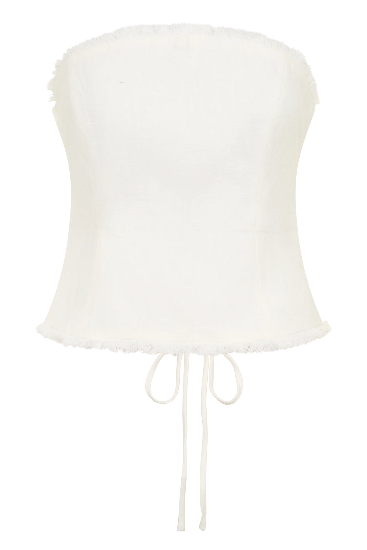 Annie Strapless Tie Back Linen Top - White