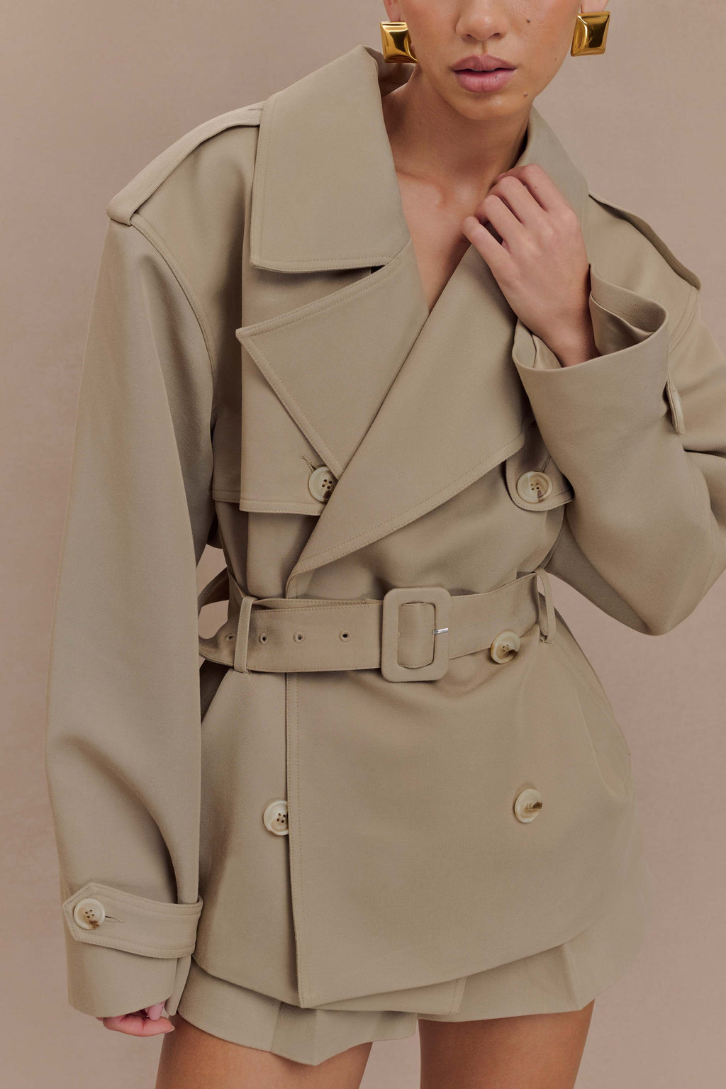 Alden Short Trench Jacket - Pebble