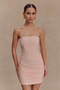 Jianna Strapless Mesh Mini Dress - Powder Pink
