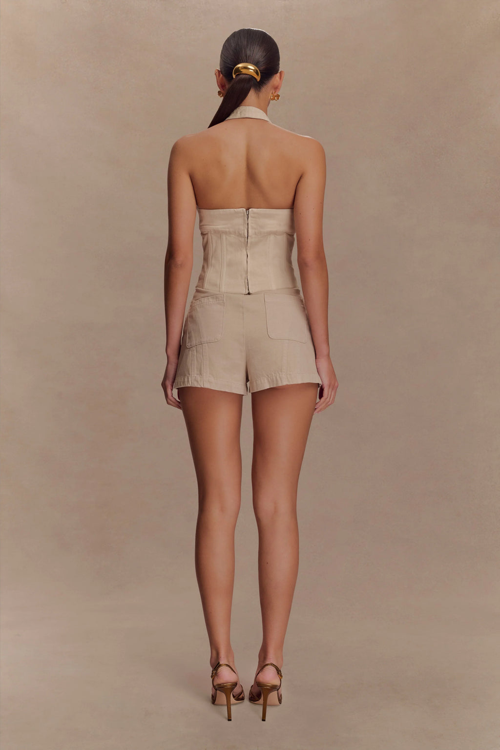 Meadow Denim Corset Halter Top - Stone Wash