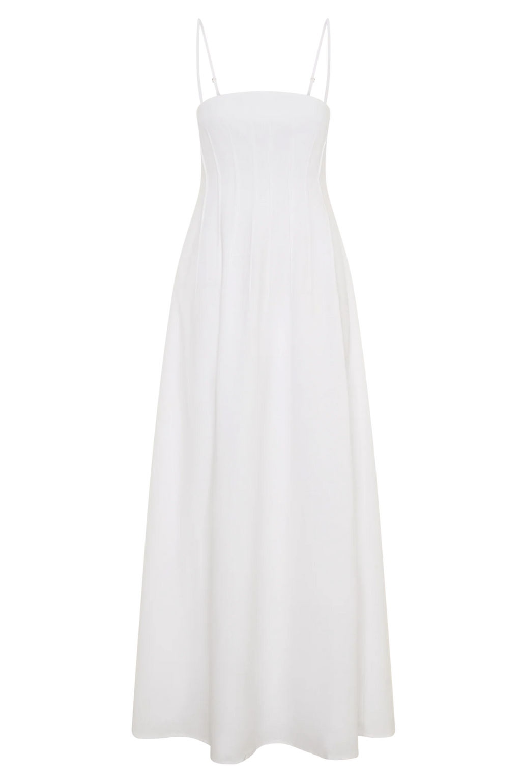 Sofie Pintuck Linen Maxi Dress - White