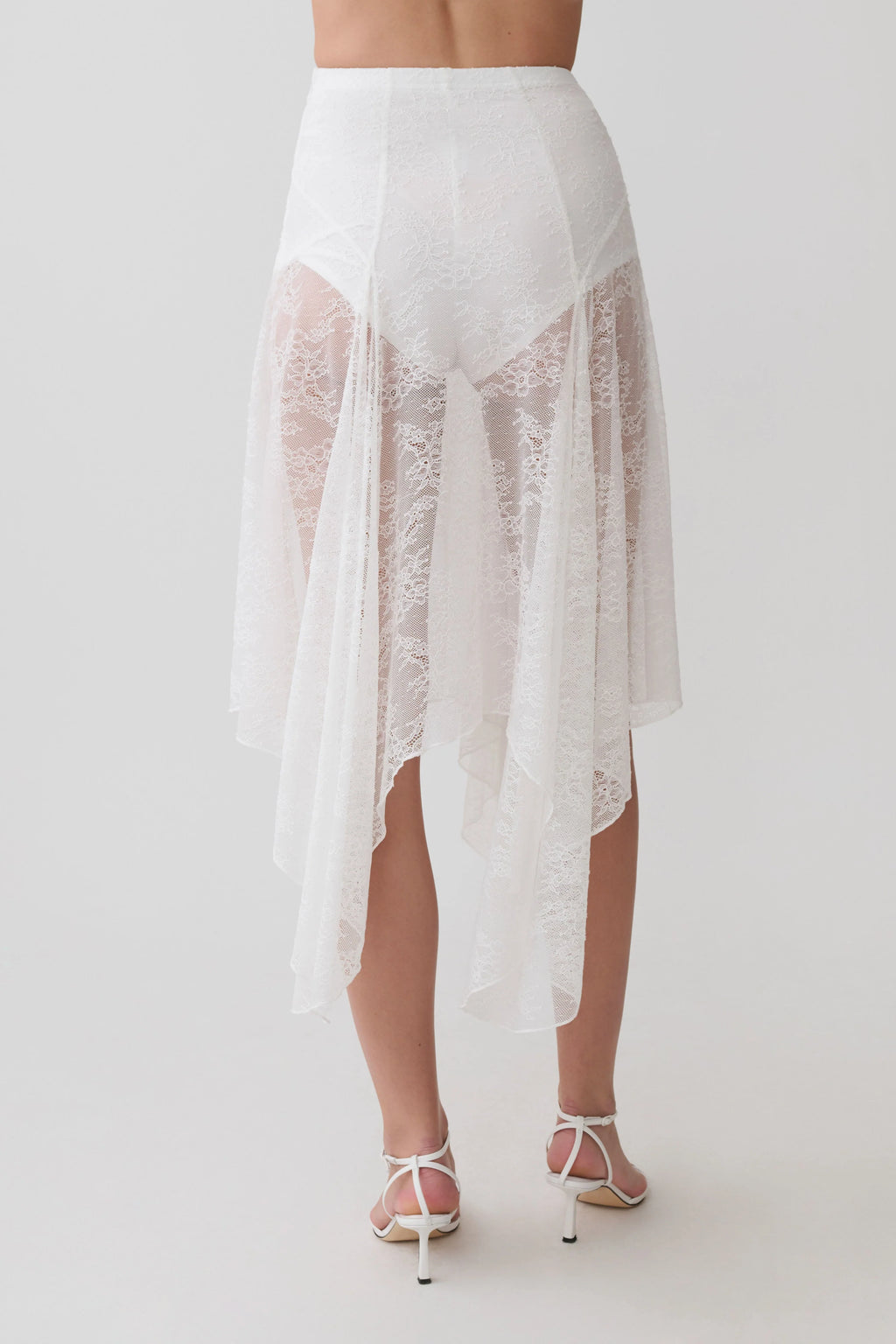 Haime Lace Hankie Midi Skirt - Ivory