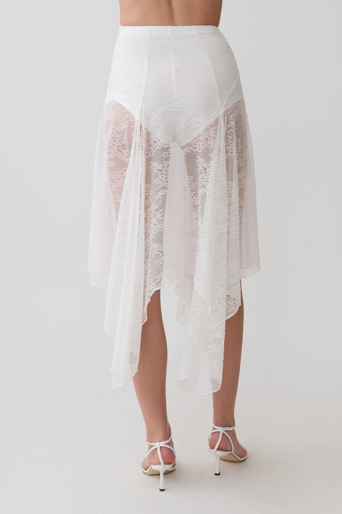Haime Lace Hankie Midi Skirt - Ivory