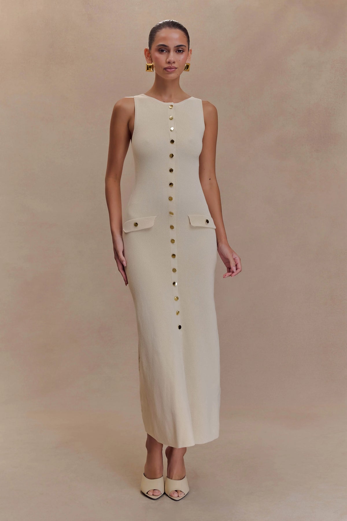 Sawyer Sleeveless Buttoned Maxi Dress - Ivory