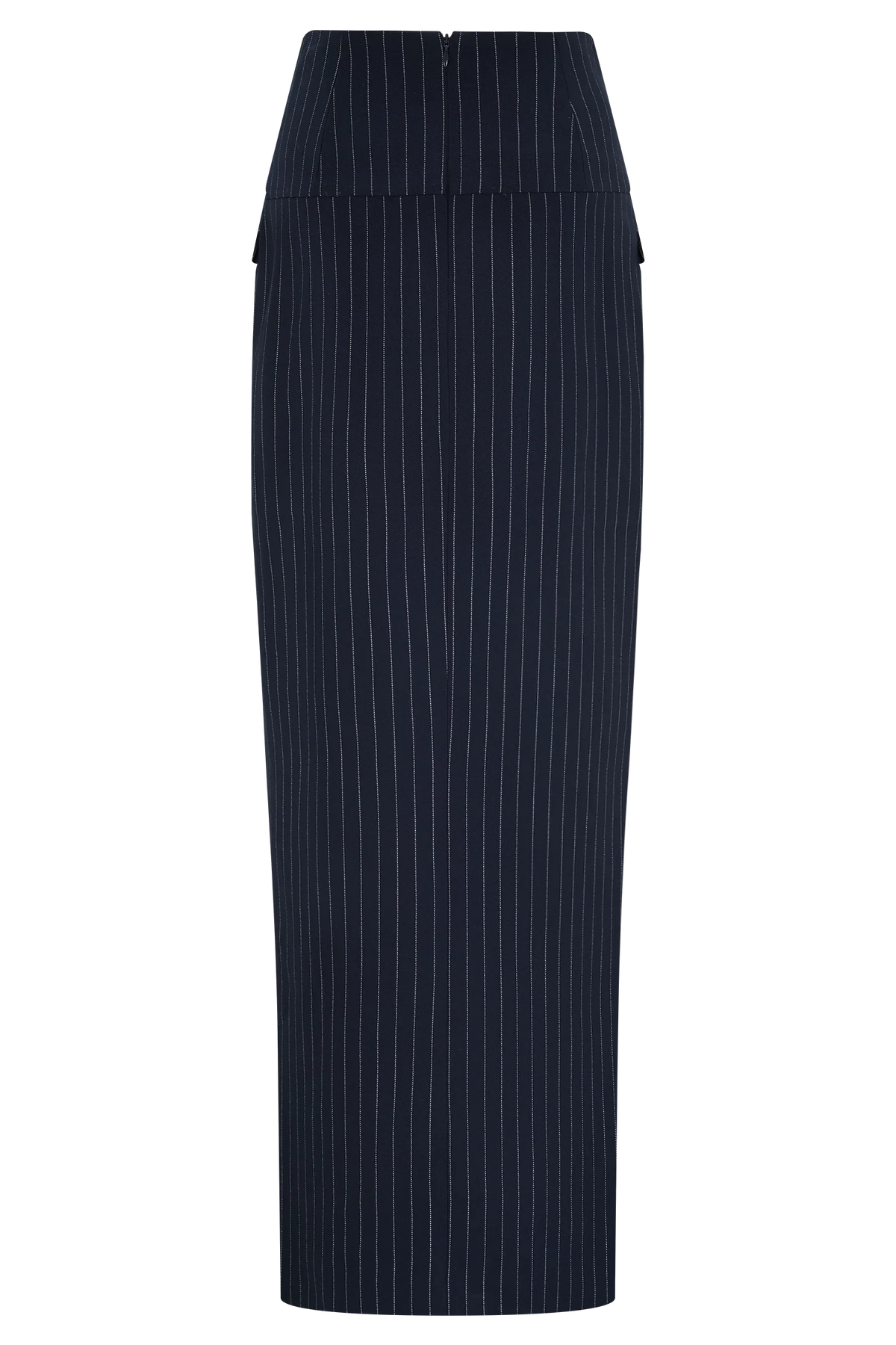 Cassie Column Maxi Skirt - Navy Pinstripe