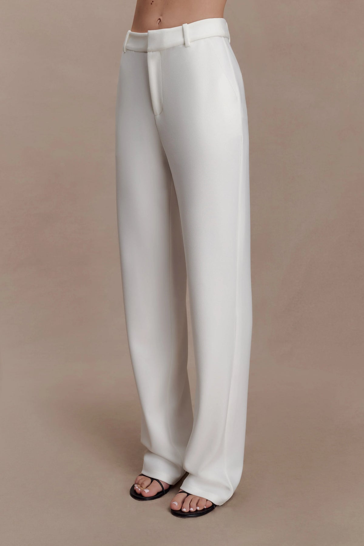 Maude Crepe Straight Leg Pants - Ivory