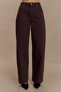 Mannon Mid Rise Denim Jeans - Chocolate