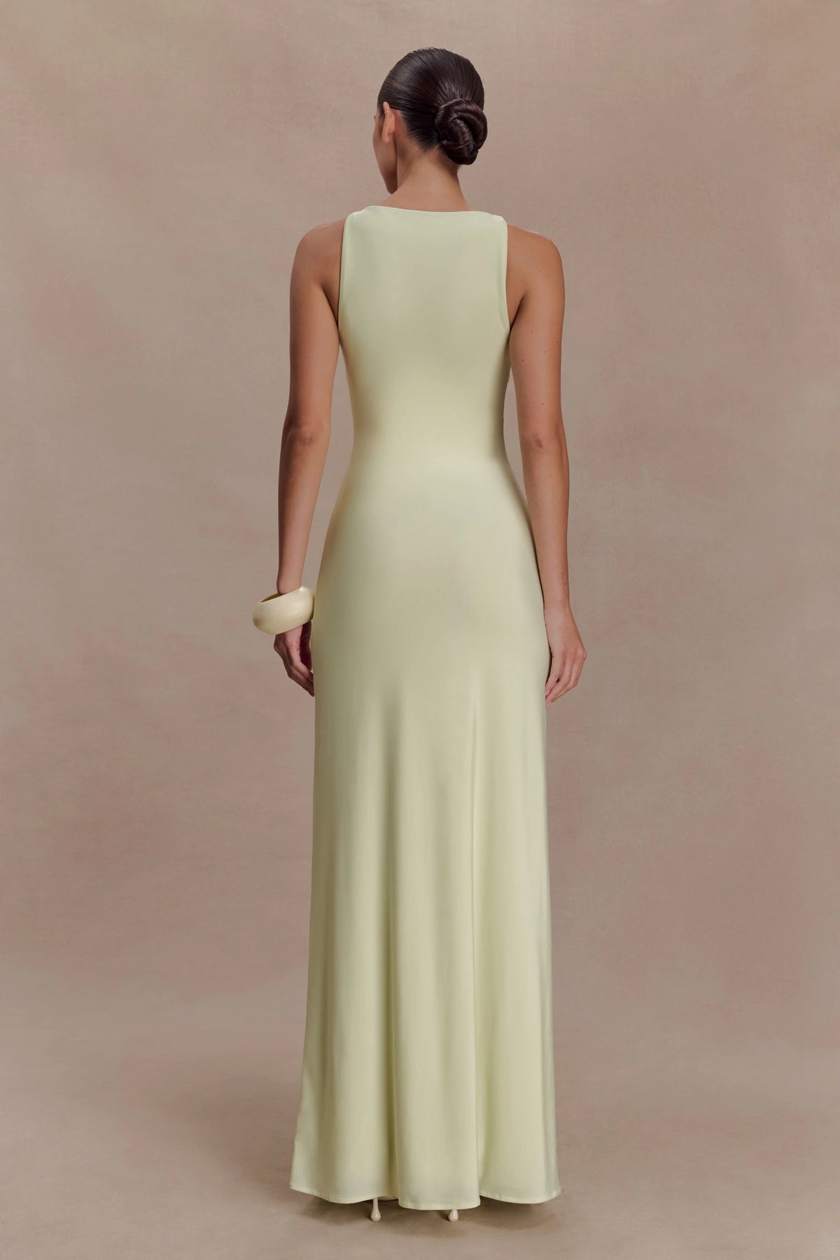 Perrie Slinky Ruched Maxi Dress - Pastel Lime