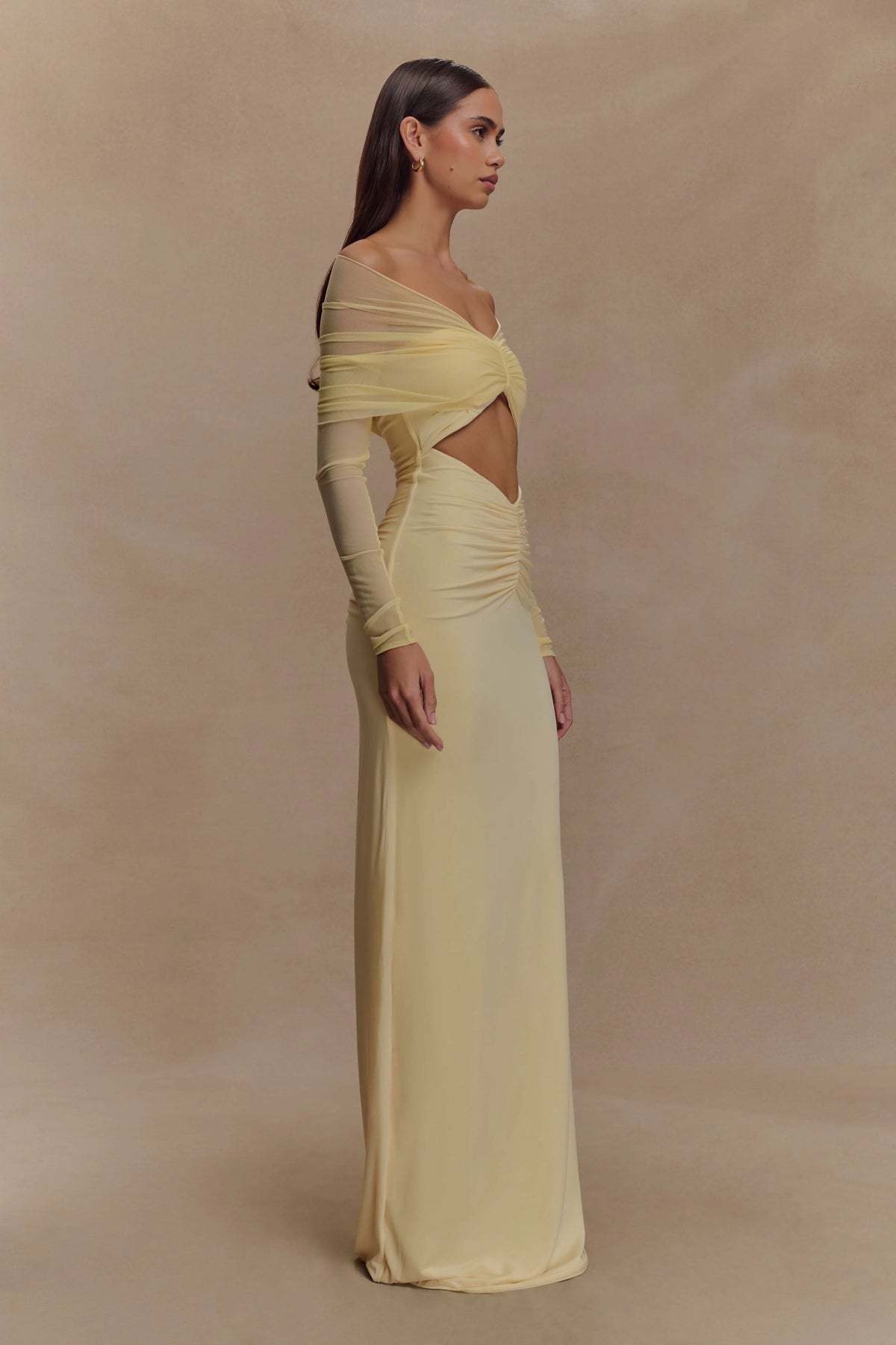 Rafaella Slinky And Mesh Maxi Dress - Lemon