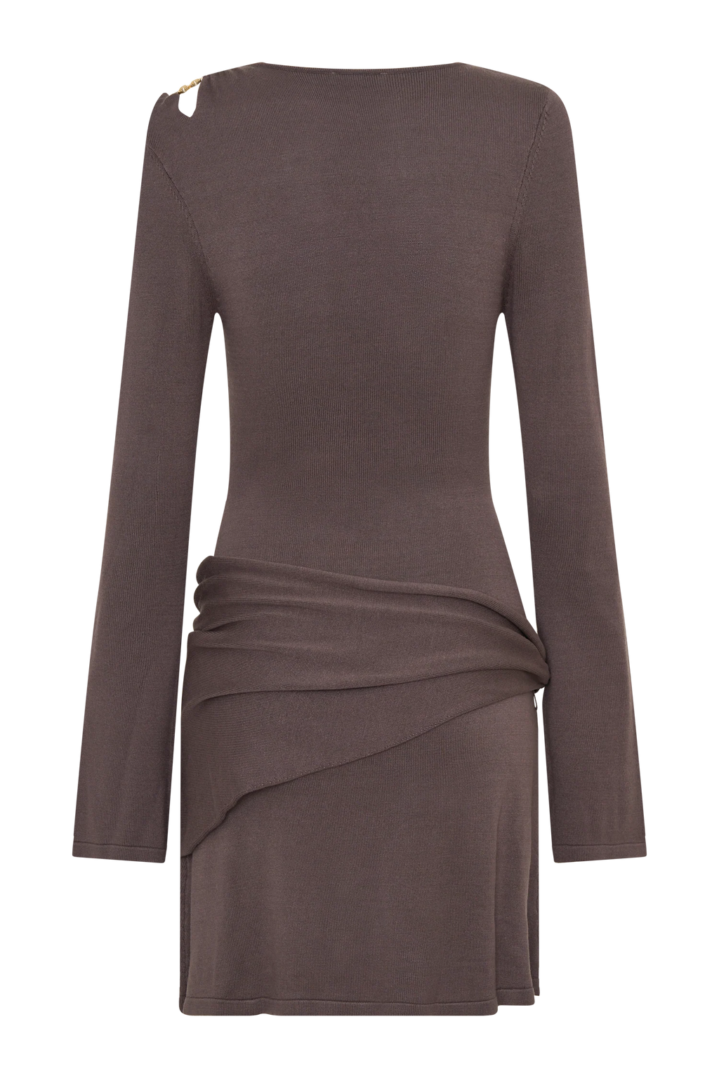 Cresida Knit Long Sleeve Mini Dress With Hardware - Peppercorn