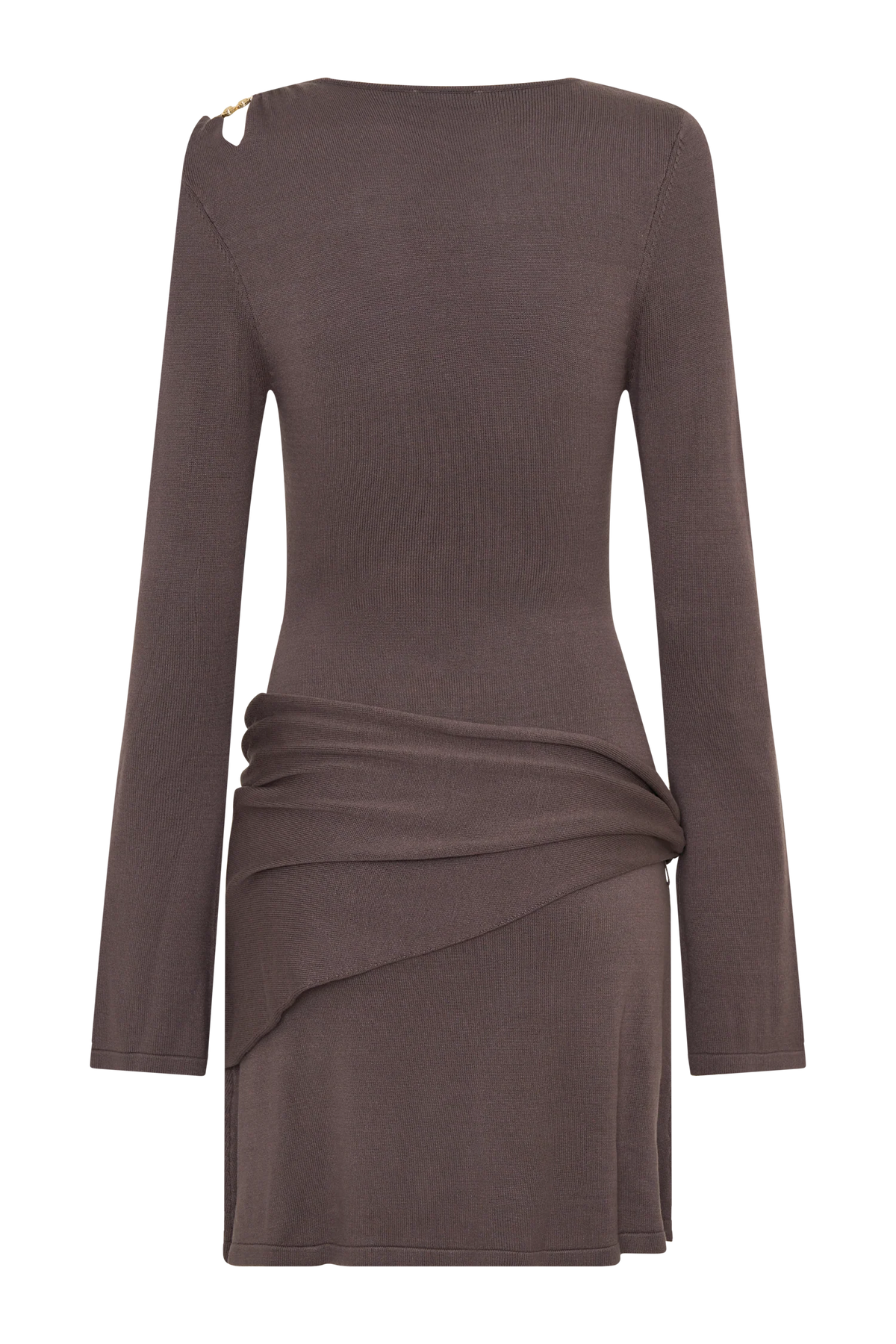 Cresida Knit Long Sleeve Mini Dress With Hardware - Peppercorn
