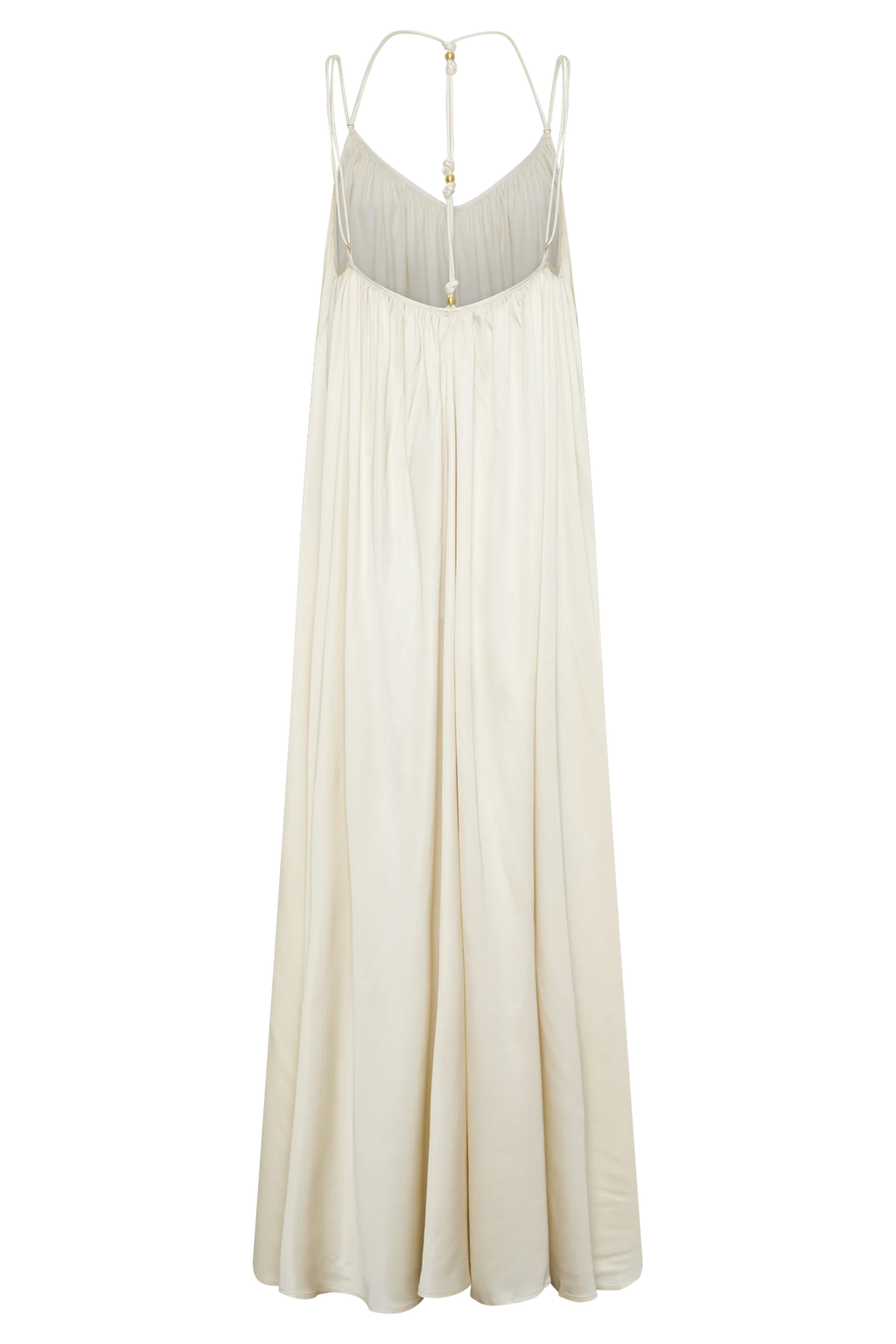 Adriana Satin Gathered Maxi Dress - Buttercream