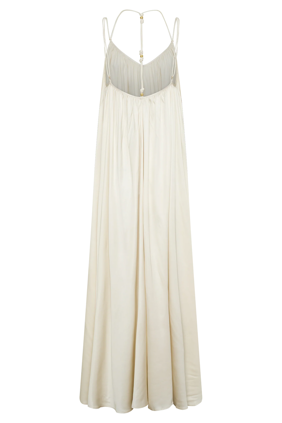 Adriana Satin Gathered Maxi Dress - Buttercream