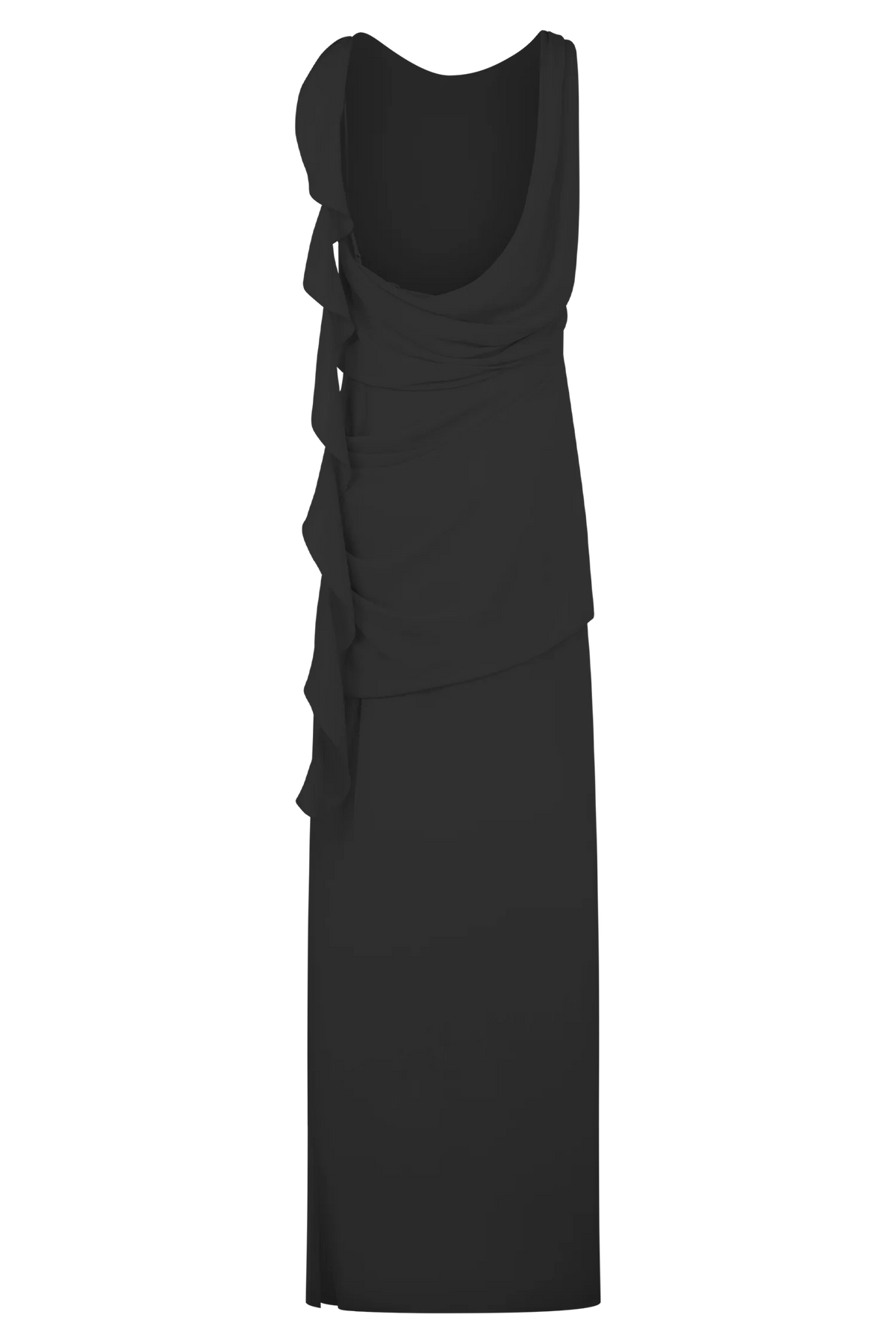 Daria Draped Chiffon Maxi Dress - Black