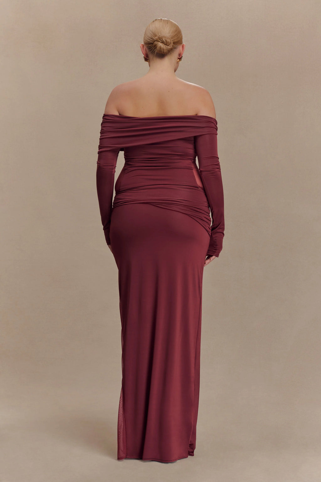 Judy Slinky And Mesh Maxi Skirt - Wine