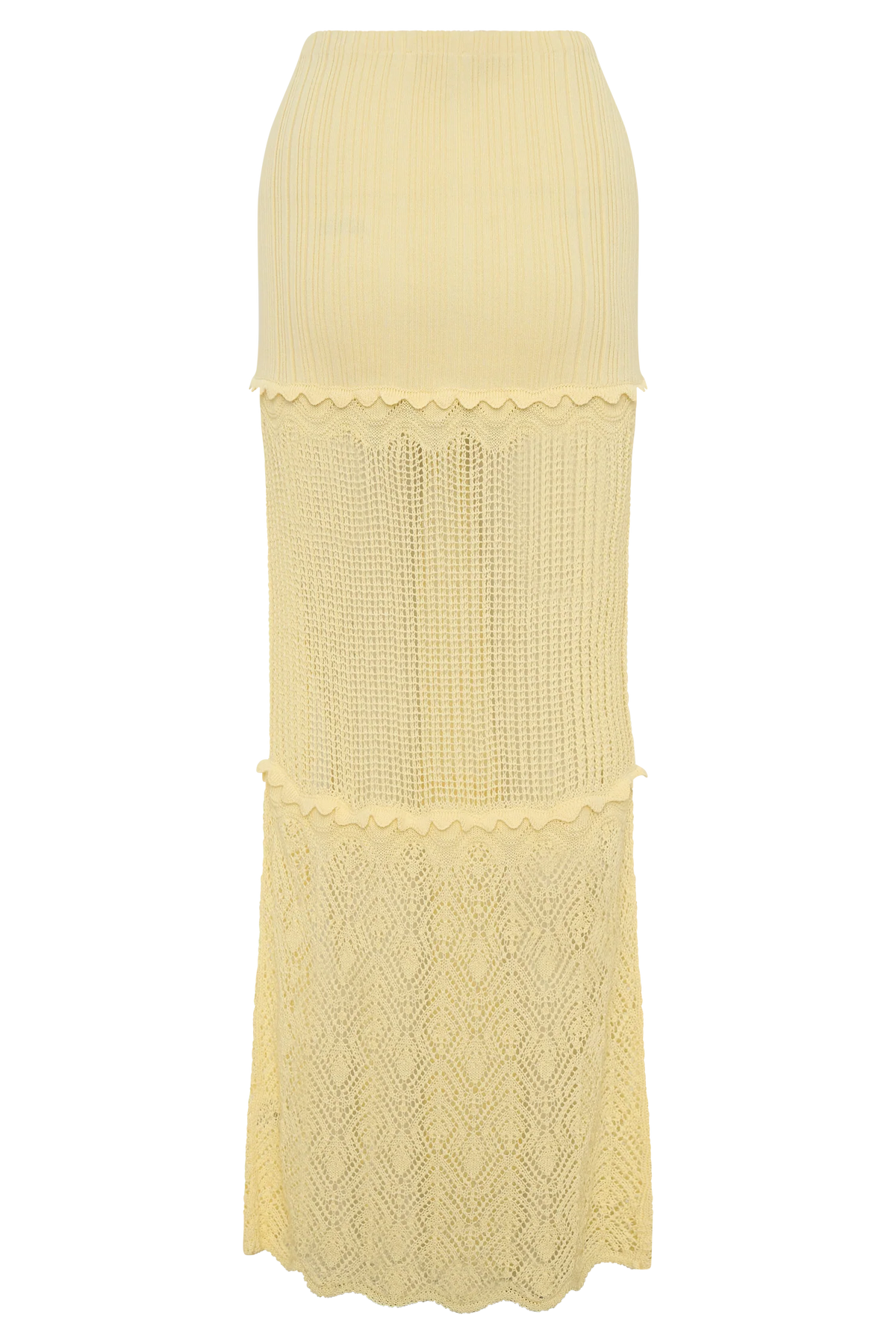 Coleene Pointelle Knit Maxi Skirt - Lemon