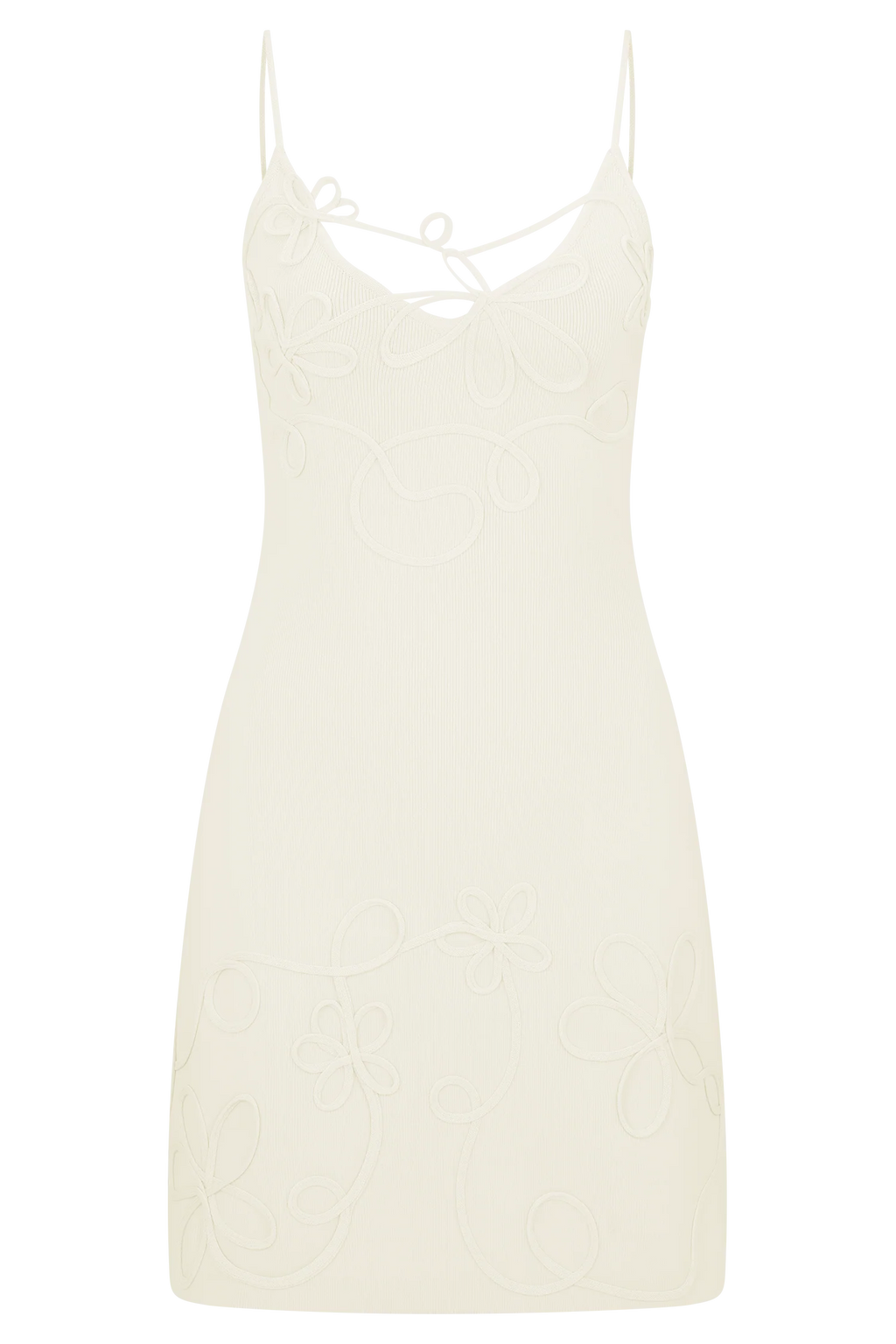 Brullo Embroidery Knit Mini Dress - Ivory