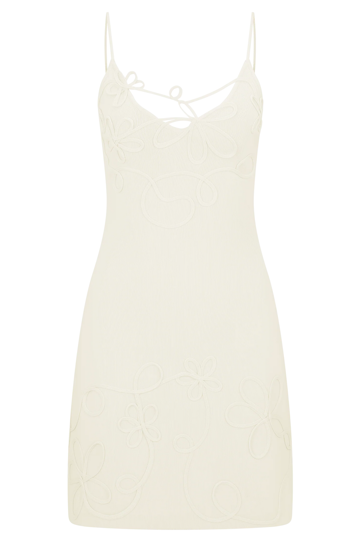 Brullo Embroidery Knit Mini Dress - Ivory