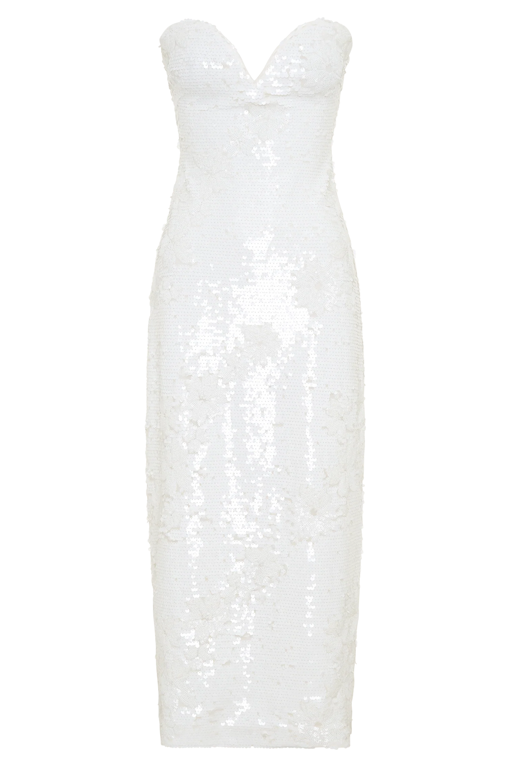 Maisie Strapless Sequin Midi Dress - White