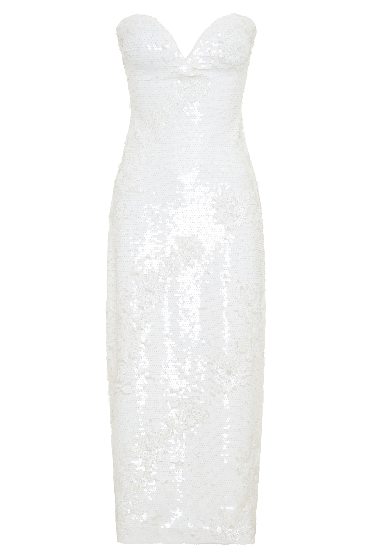 Maisie Strapless Sequin Midi Dress - White