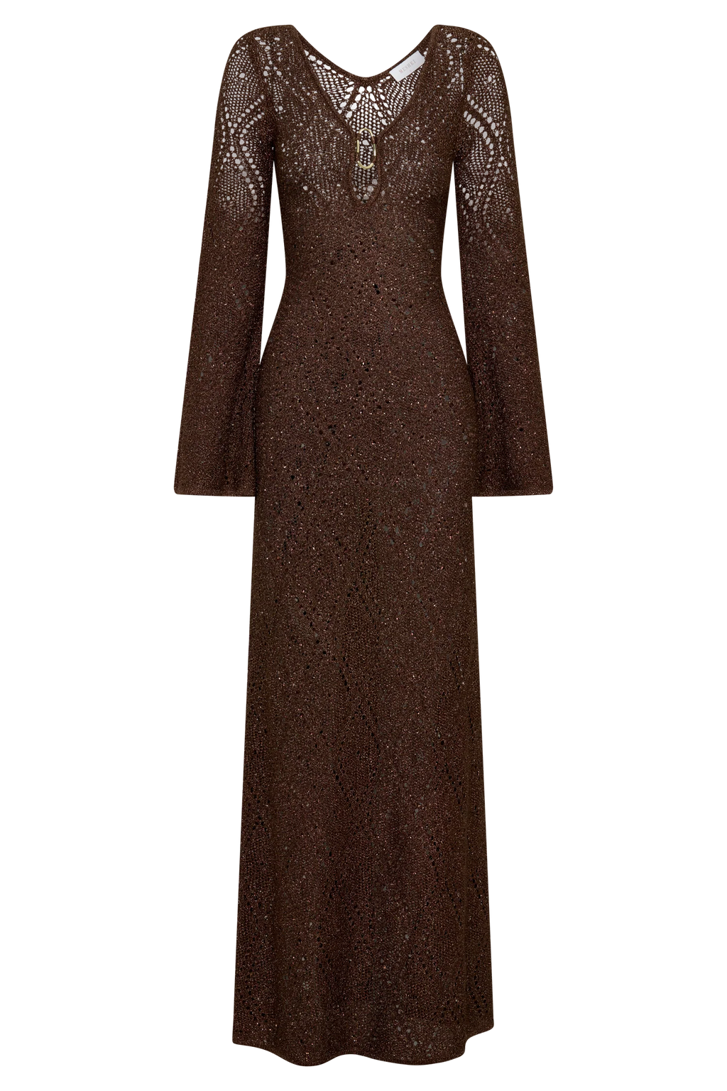 Chelsea Lurex Crochet Maxi Dress - Bronze