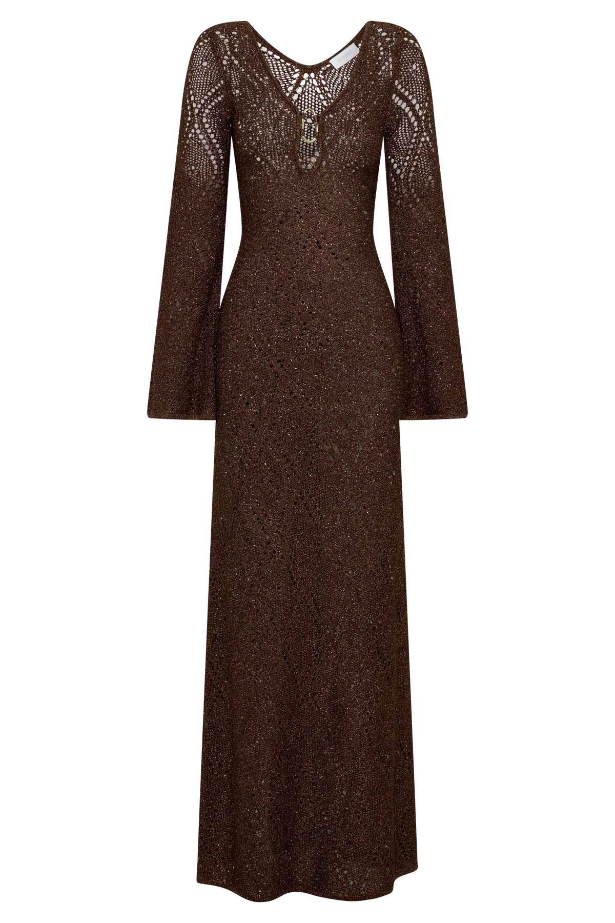 Chelsea Lurex Crochet Maxi Dress - Bronze