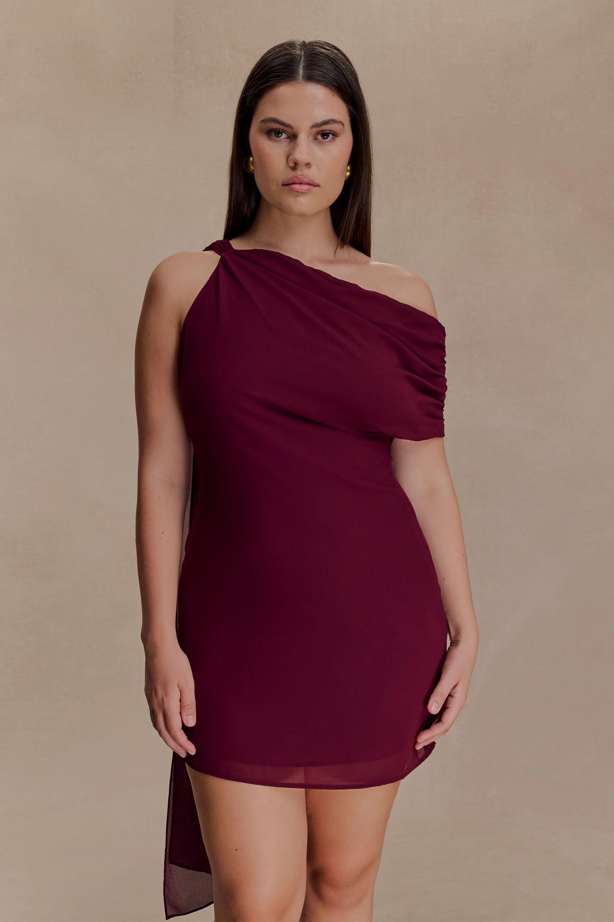 Daisie Chiffon Mini Dress - Wine