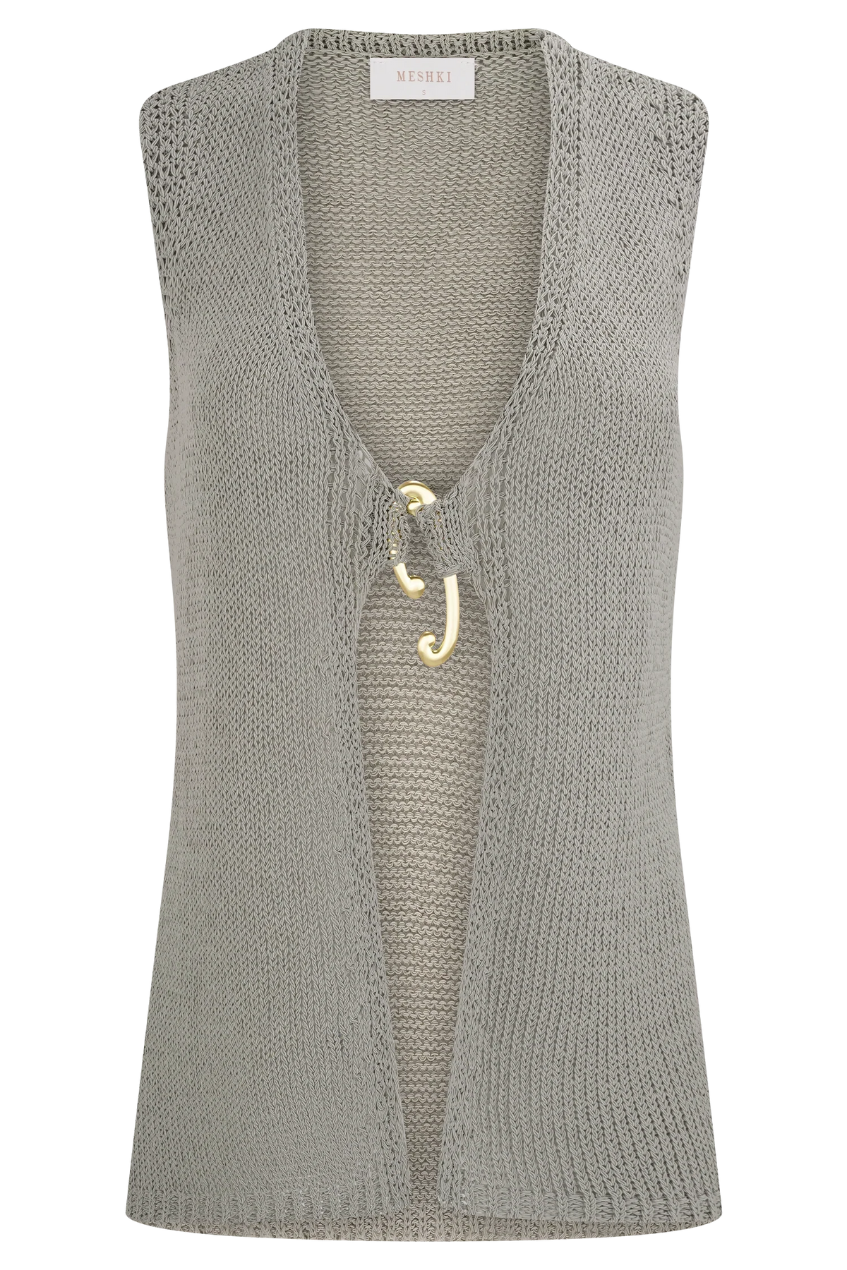 Malani Knit Top With Hardware - Sage